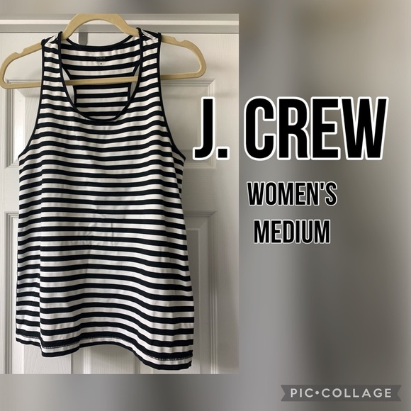 J. Crew sleeveless black white top Medium - Picture 1 of 5